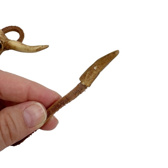 Vintage Kurt Adler Longhorn Cattle Skull Suede Tie Barbed Wire Ornament Decor - Picture 4 of 11